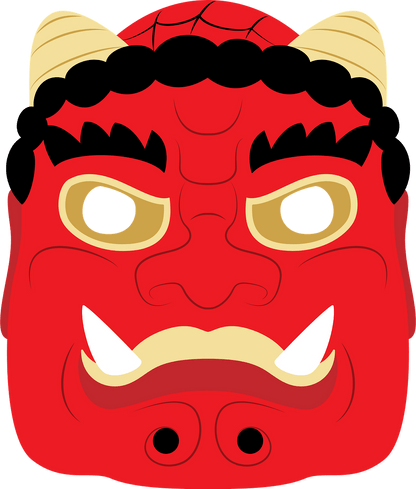 Kids Setsubun Oni Mask T-Shirt - Japanese Protection Symbol Tee